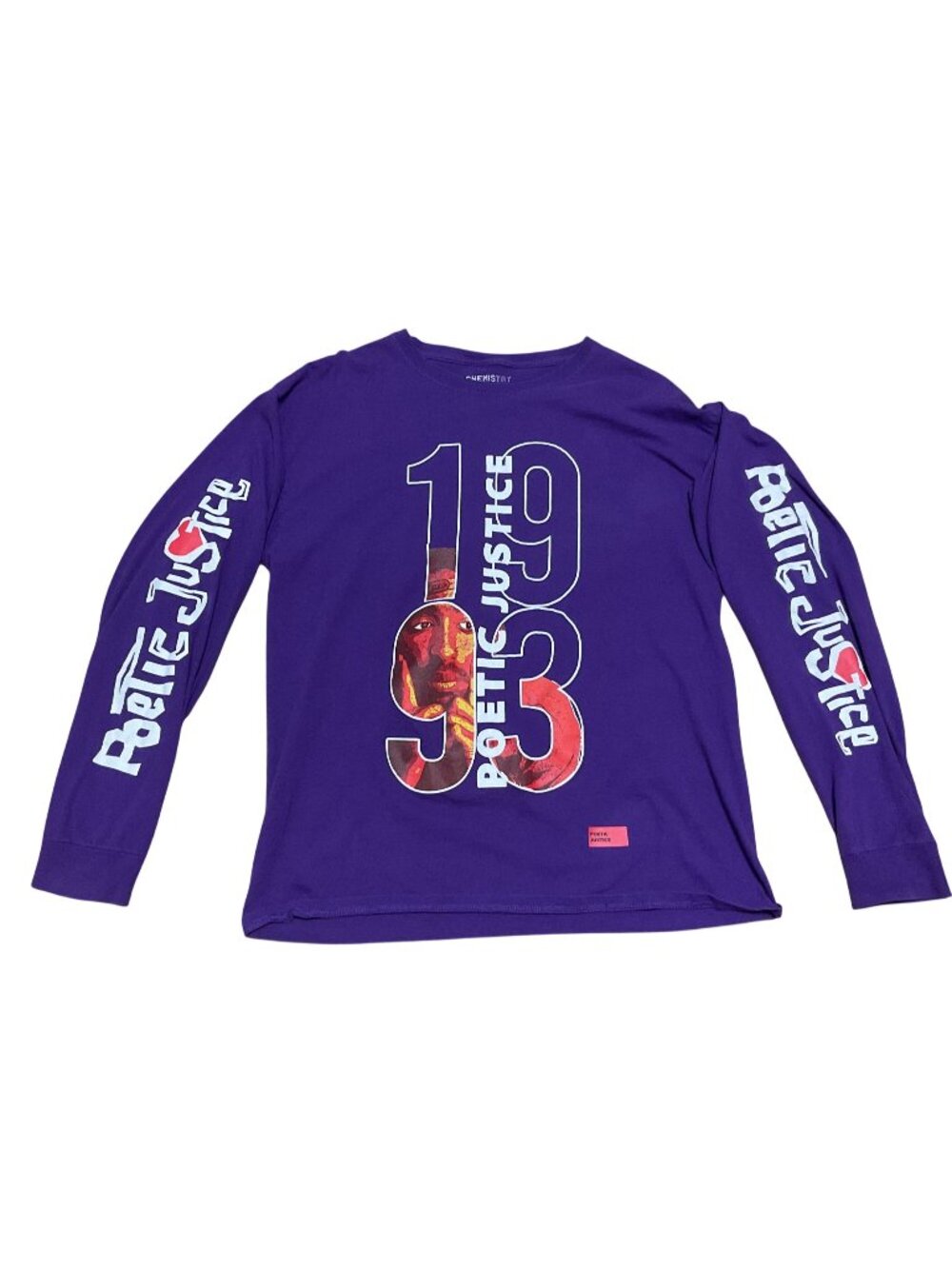 Poetic Justice 1993 Purple Long Sleeve Graphic T-Shirt Size L Tupac Cotton